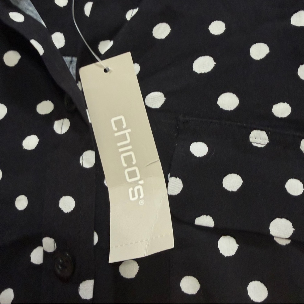 Chicos Easy Shirt Button Down Collared Shirt Blac… - image 4